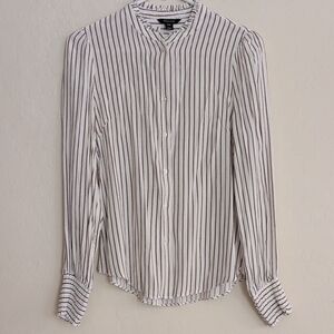 RW&Co Striped White Brown Women's Long Sleeve Top - Size XS